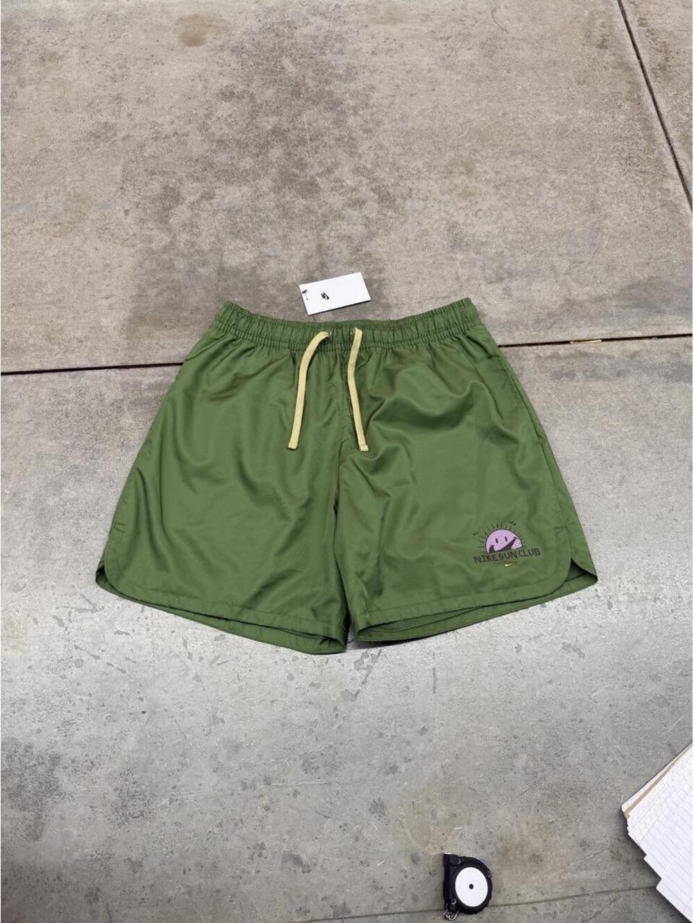 vintage nike sun club green small swoosh nylon short size medium